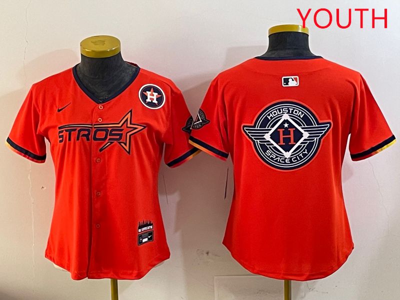 Youth Houston Astros Blank Orange Three generations Joint Name 2025 Nike MLB Jersey style 29